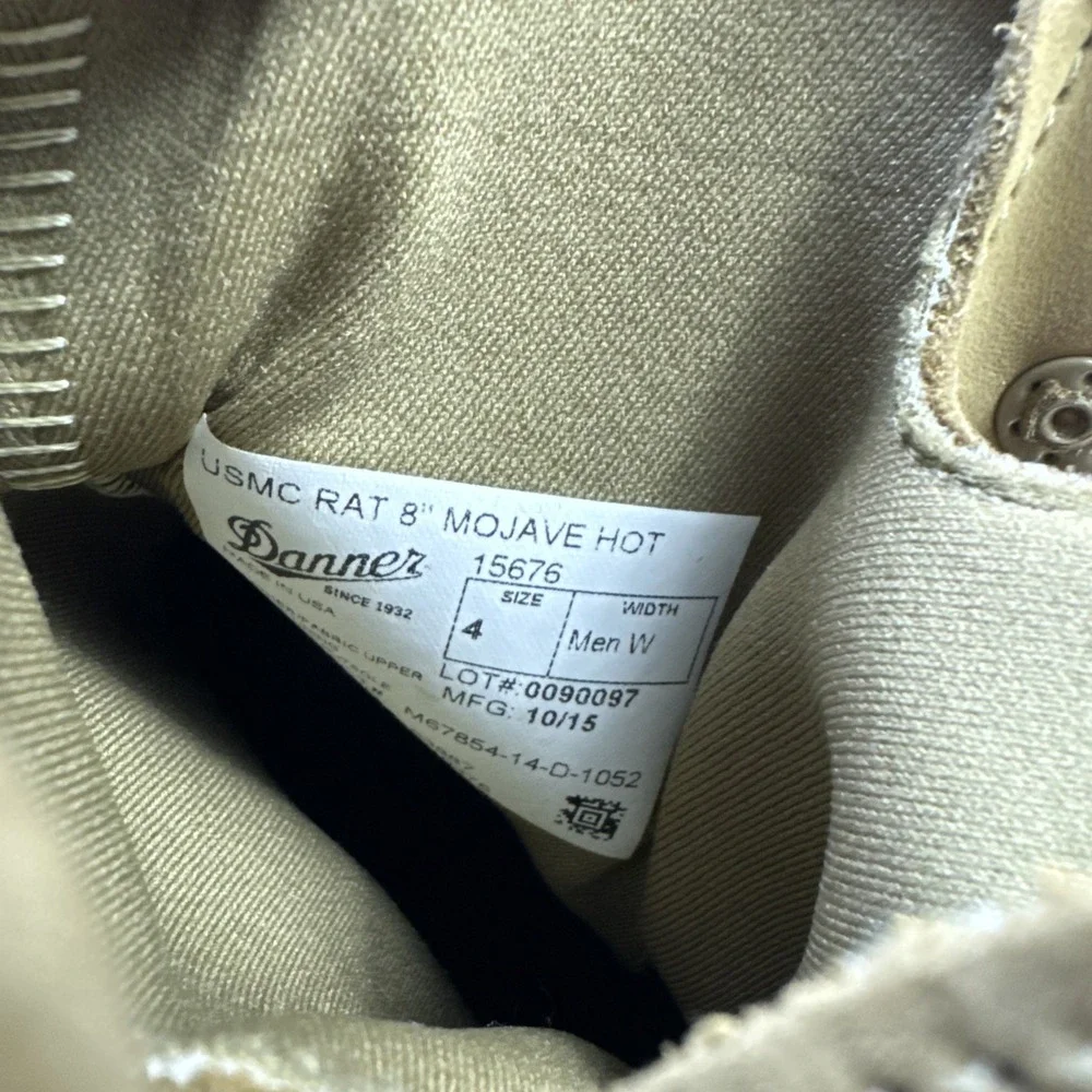 Danner USMC RAT Combat Boots‎ Hot Weather Men's Size 4 Wide Beige Tan Marine New